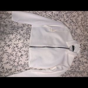 PRETTY LITTLE THING WHITE CROPPED ZIP UP